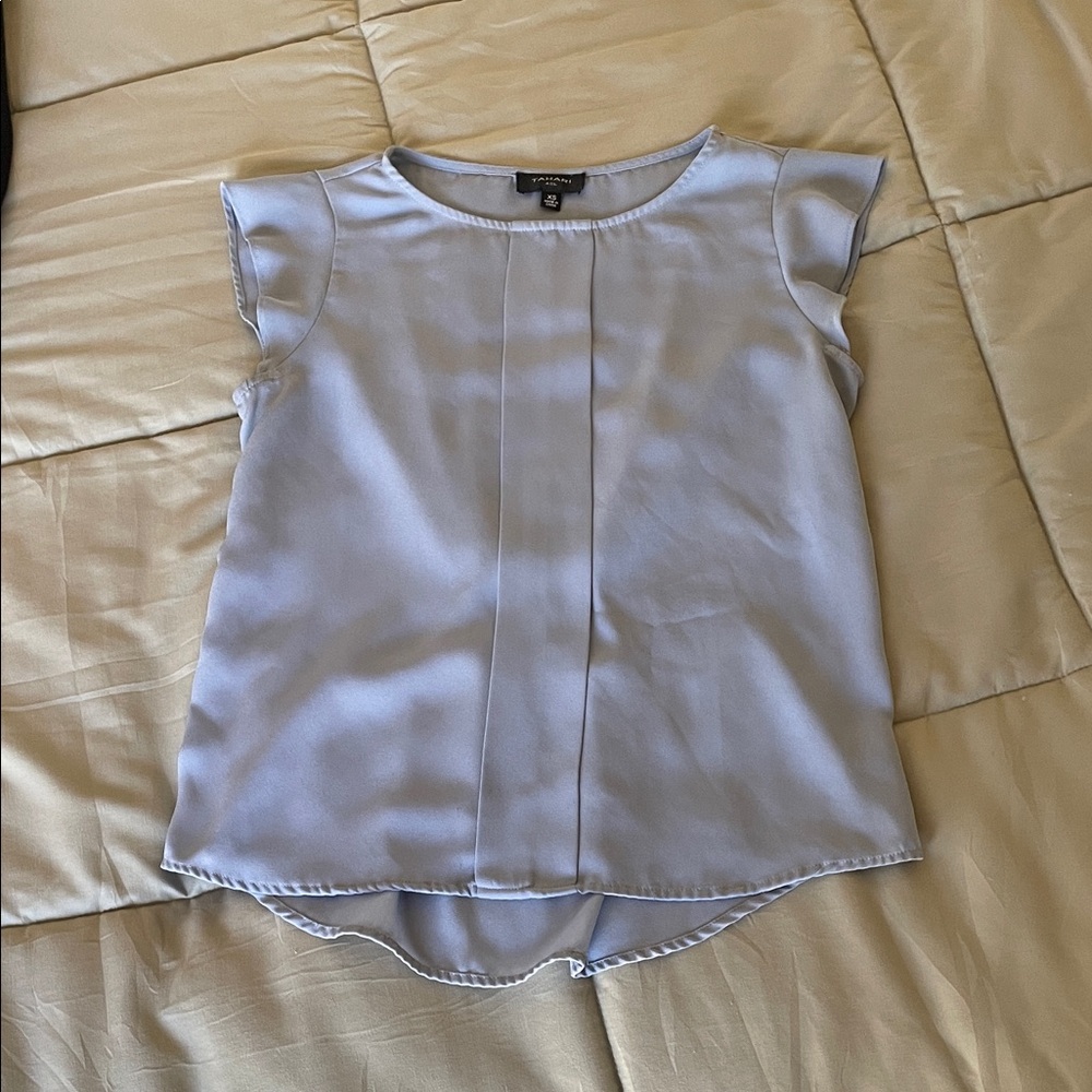 TAHARI ASL Light Blue Short Sleeve Blouse